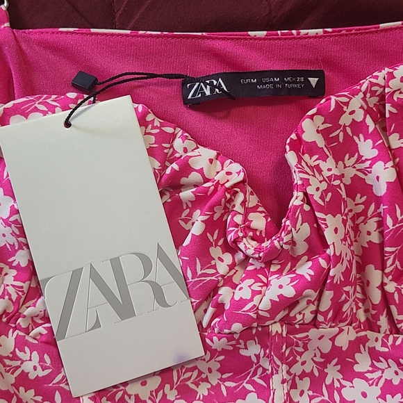 Zara Floral Corset Bodysuit Pink and White Floral Size Medium - Picture 4 of 5